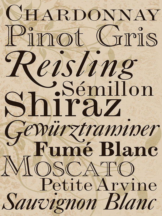 White Wine Typography Canvas Art