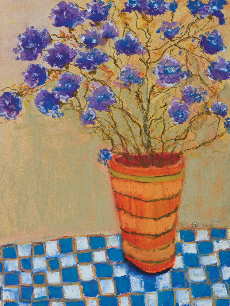 Flowers - Purple On A Checked Tablecloth