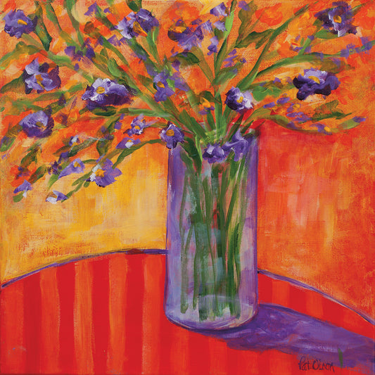 Flowers - Purple On A Red Table