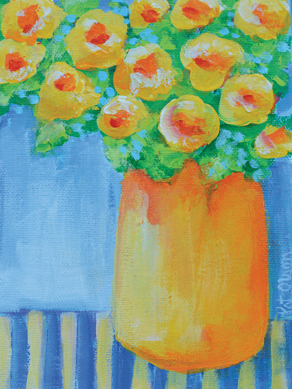 Flowers - Yellow In An Orange Pot