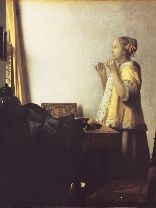 Vermeer-Woman with Pearl Necklace Canvas Print