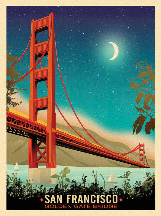 Golden Gate Bridge Night Canvas Art