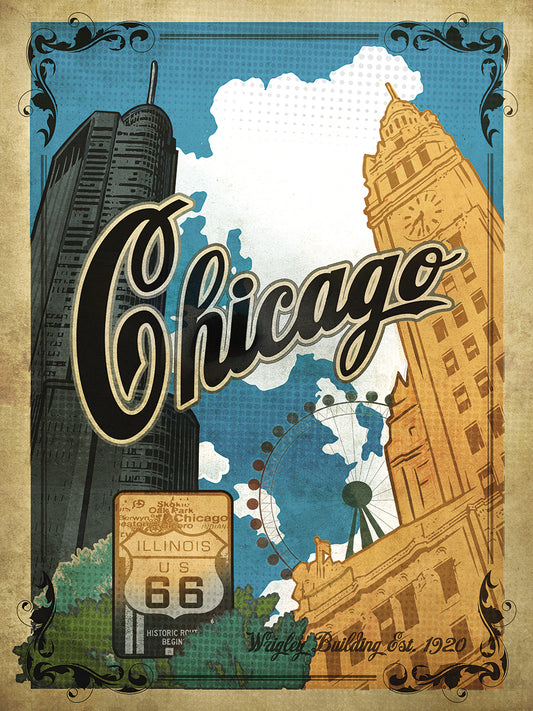 Vintage Chicago Poster Canvas Art