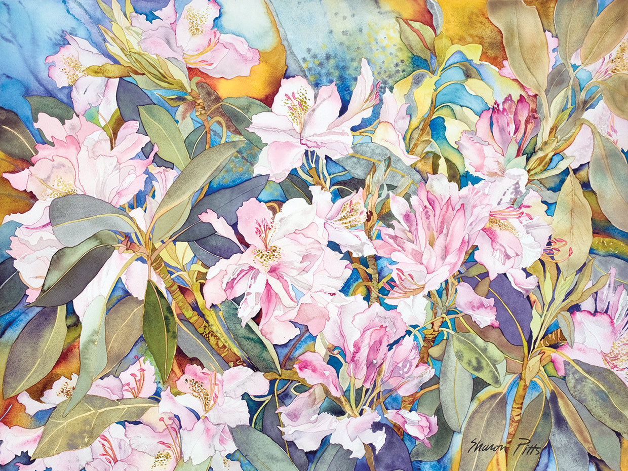 Arte de la lona de los rododendros