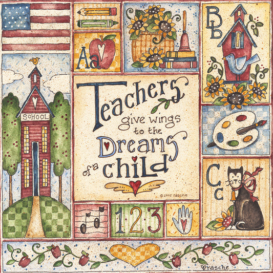 Teachers Give Wings To The Dreams Of A Child Canvas Print