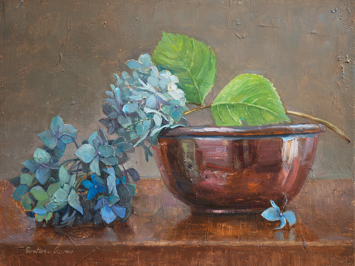 Arte de lienzo de hortensia azul