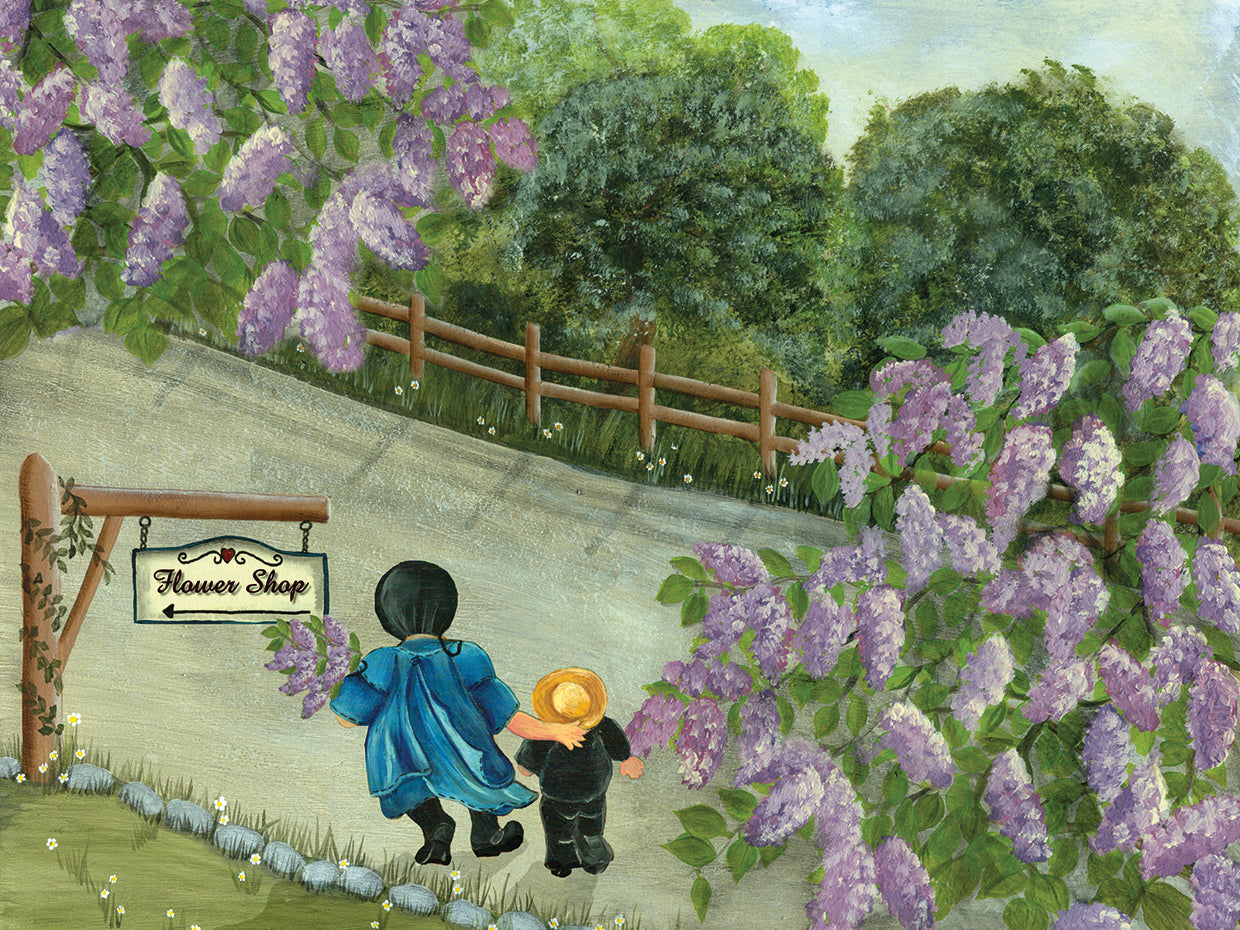 El arte de la lona de la tienda de flores Amish