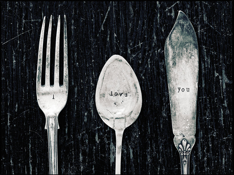 Arte antiguo de la lona del tenedor y de la cuchara del cuchillo