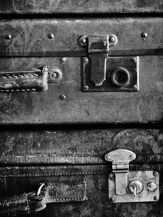 Antique Luggage Suitcases B&W