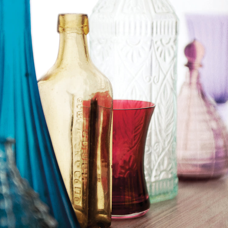 Coloured Bottles in a Row