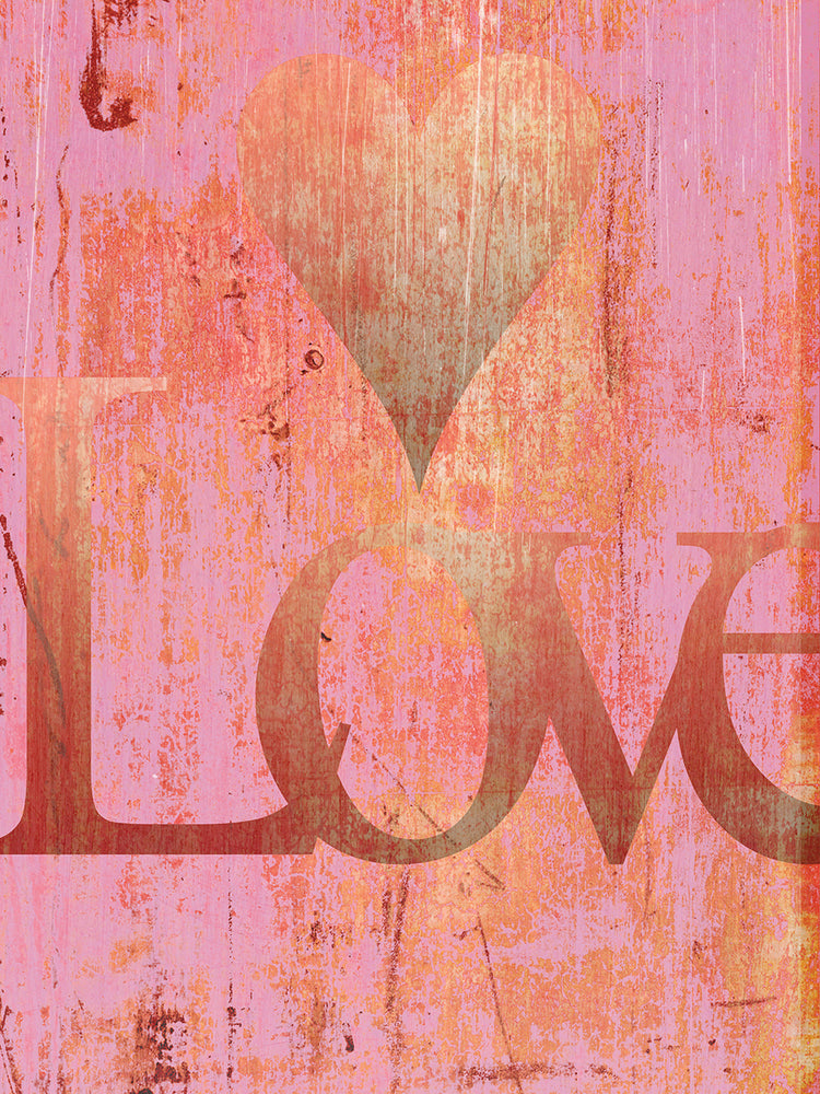 Gold Love and Heart on Pink