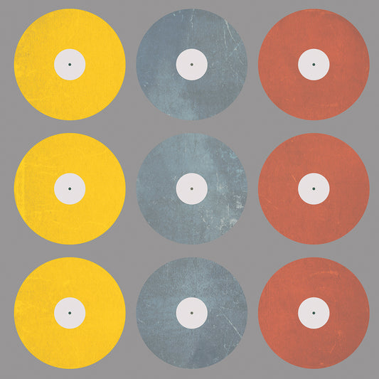 Coloured Records on Grey Canvas Art