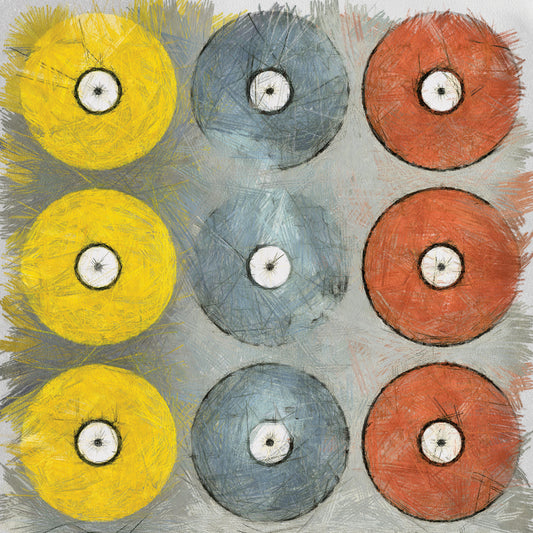 Coloured Records on Grey Texture Canvas Art