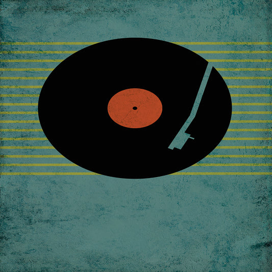 Retro Record Illustration on Blue
