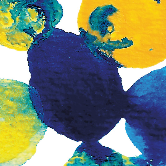 Yellow and Blue Abstract Flowing Paint Canvas Art