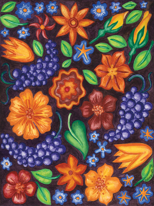 Mosaic Flowers 1 Canvas Art