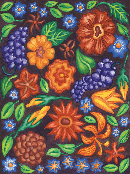 Mosaic Flowers 4 Canvas Art