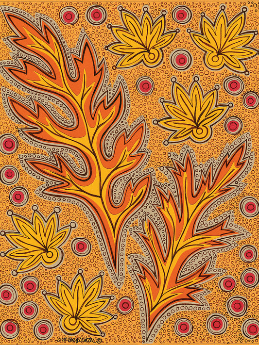 2 Autumn Leaves On Orange Canvas Prints