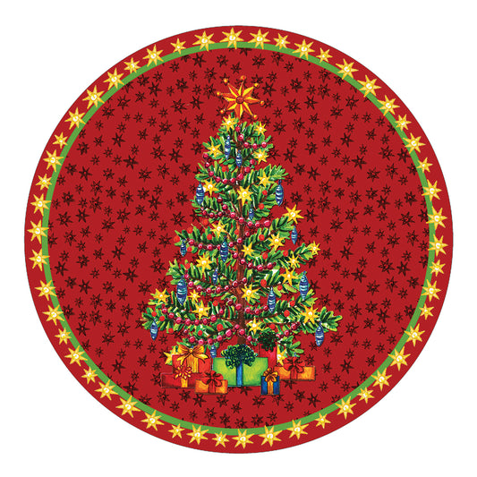 Christmas Tree Red With Stars Canvas Art