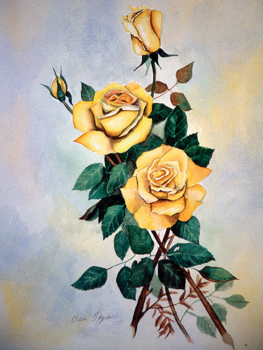 Yellow Roses Sprig Canvas Art