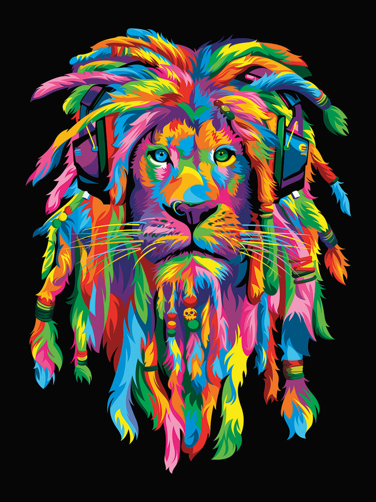 León rasta arte de la lona