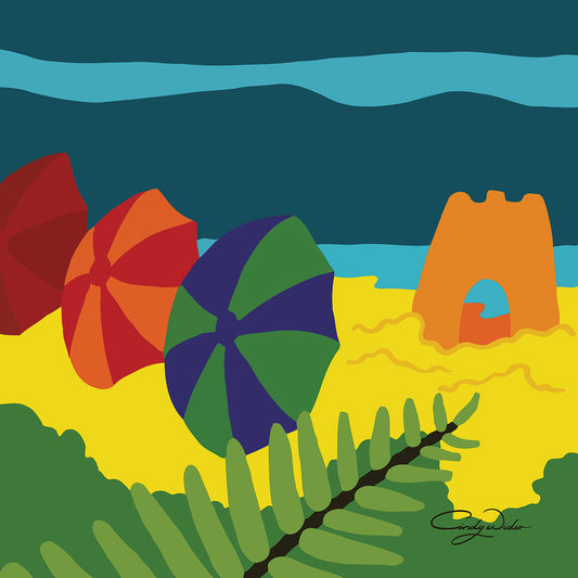 Sand Castles And Beach Umbrellas Canvas Art