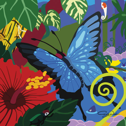 Tropical Blue Butterfly Canvas Art