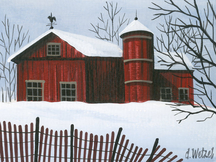 Snowy Red Barn