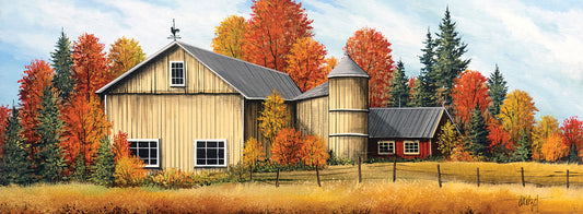 Yellow Barn Fall Canvas Art