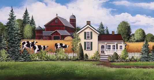 House-Barn-Cows Canvas Art