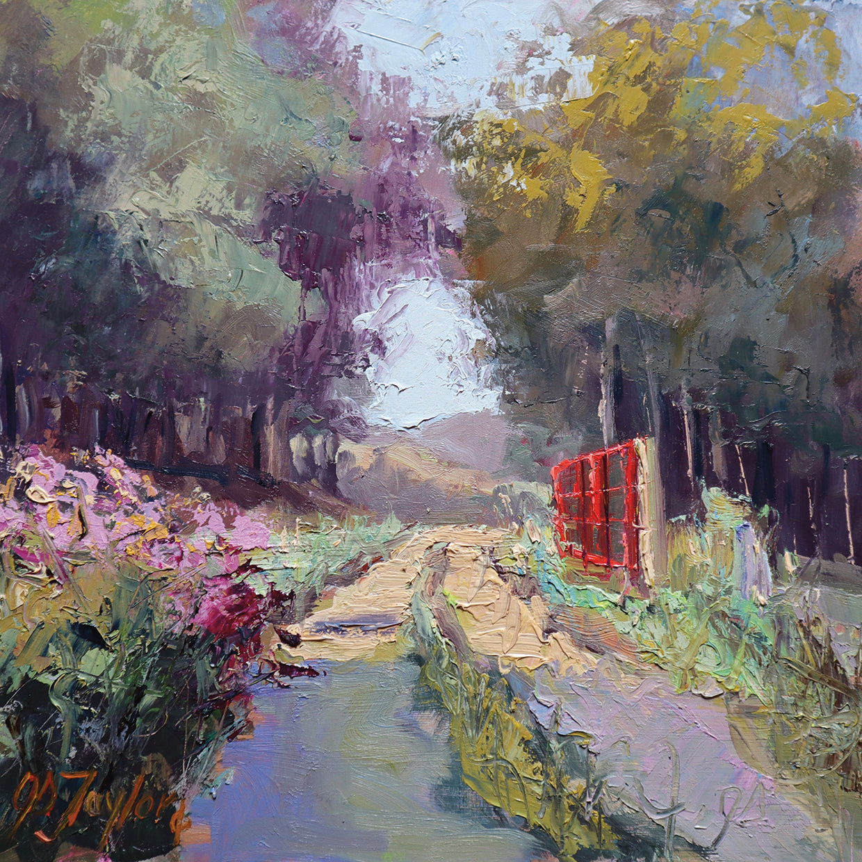 The Red Gate by Jennifer Stottle Taylor - larger sizes handcrafted wall art work on large canvas & framed canvas prints