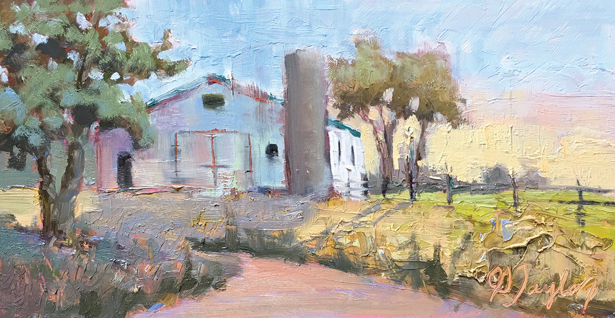 Plein Air Trees and Barn by Jennifer Stottle Taylor . Multiple sizes to choose from and many different frame colors. - top quality wall art work on large canvas & framed canvas prints