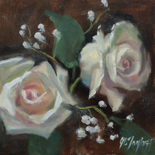 White Roses by Jennifer Stottle Taylor - best quality handcrafted wall art work on large canvas & framed canvas prints