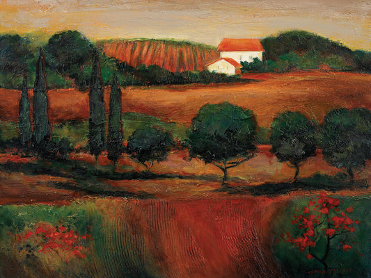Crimson Light In Tuscany Canvas Art