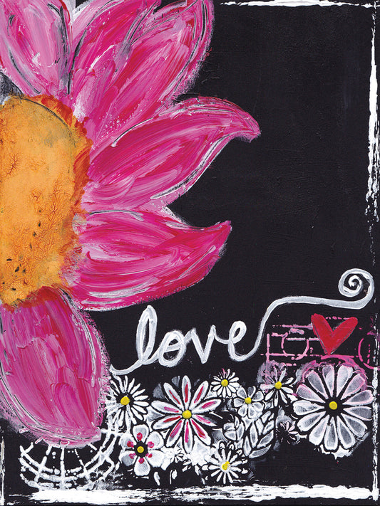 Pink Flower Love Canvas Art