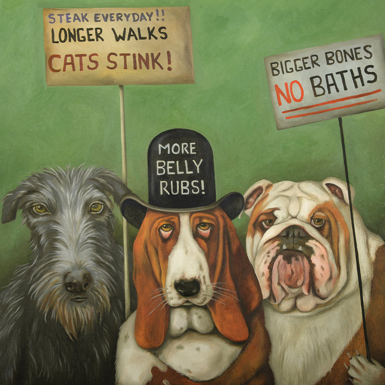 Perros en huelga arte de la lona