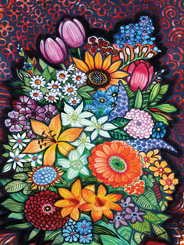 Arte de la lona de flores de otoño