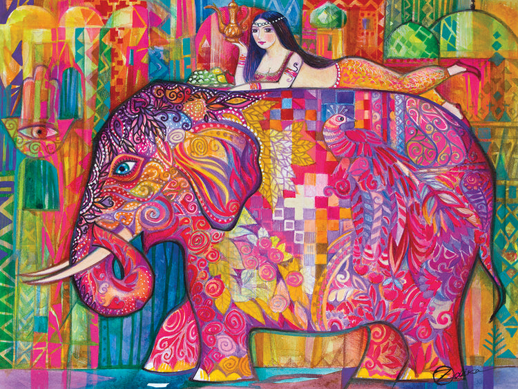 Arte de lienzo de elefante rosa