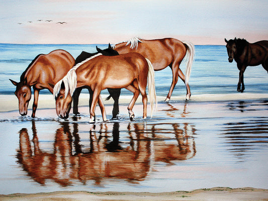 Horses On Beach Canvas Art