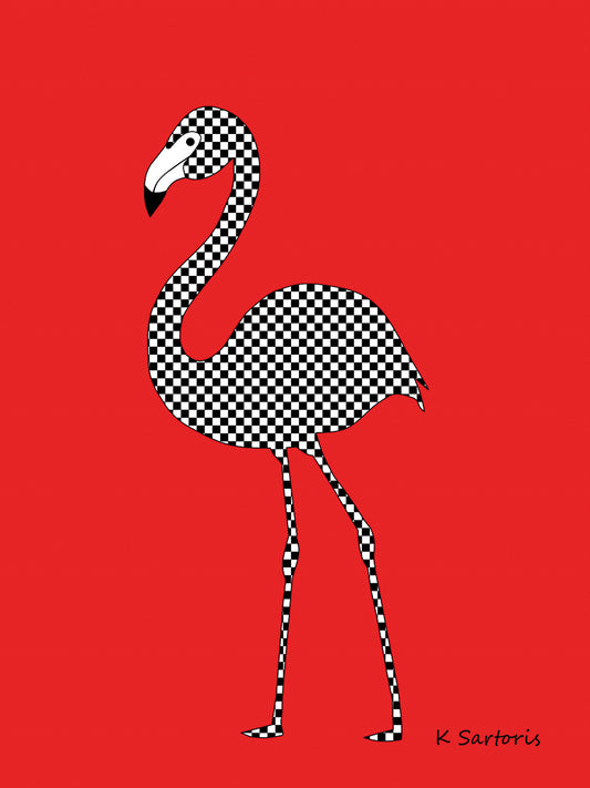 Checkerboard Flamingo Canvas Art