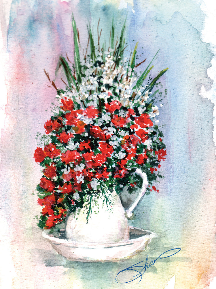 Red-White Flowers Sketch
