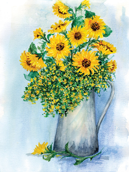 Sunflowers Watercolor Sketch Canvas Art