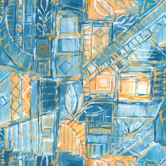 Abstract blue and Yellow Shapes