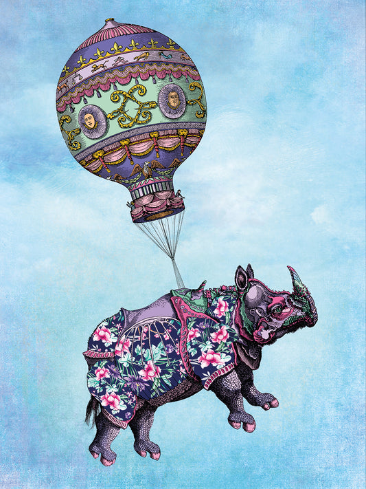 Flying Rhino Canvas Art