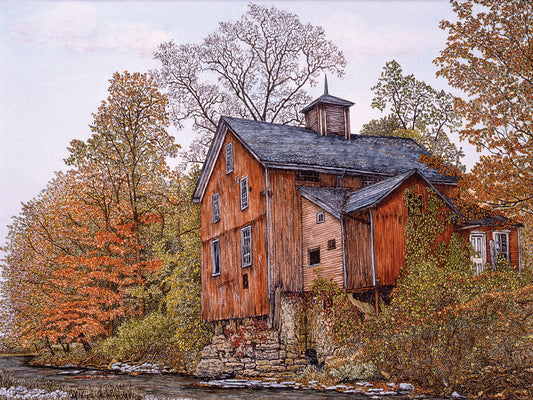 Old Mill In Fall Canvas Art