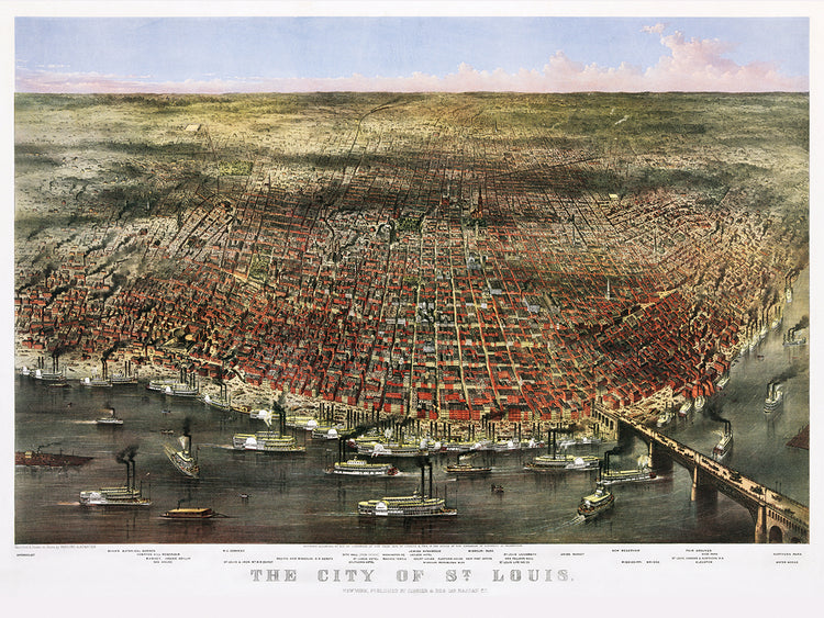 1874 Ciudad de St. Louis por Currier e Ives Lienzo