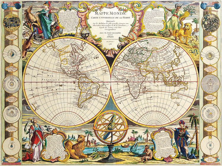 Mapa francés del mundo 1755 Lienzo