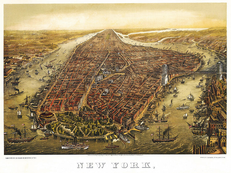 Mapa de Nueva York 1874 Lienzo