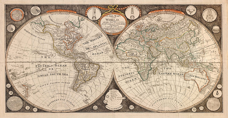 Mapa mundial 1799 Lienzo