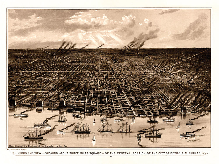 Vista panorámica de Detroit Michigan 1889 Lienzo